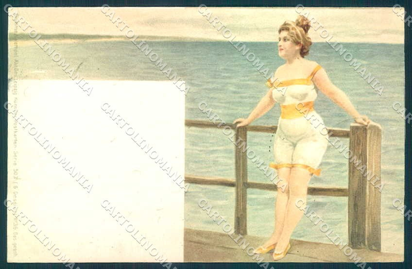 Artist Signed Bathing Beauty Lady Grimme & Hempel 36 WRINKLES postcard TW2510 – fronte