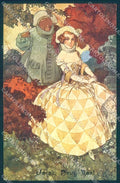 Artist Signed Wenig Weniga New Year Columbine Pierrot serie 264-2 pc TW2511 – fronte