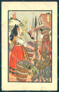 Artist Signed Pierre Vincend Lady Grape Harvest Alsace cartolina postcard TW2512 – fronte