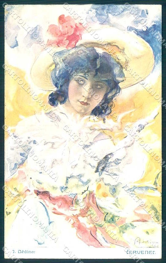 Artist Signed J. Dedina Fashion Lady cartolina postcard TW2513 – fronte