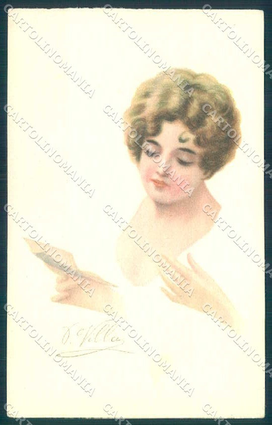 Artist Signed Villa Lady Letter serie 7602 cartolina postcard TW2523 – fronte