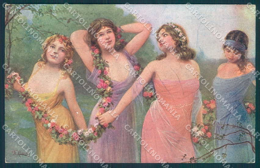 Artist Signed F. Klimes Lady Flower Spring Time serie 1249 postcard TW2527 – fronte