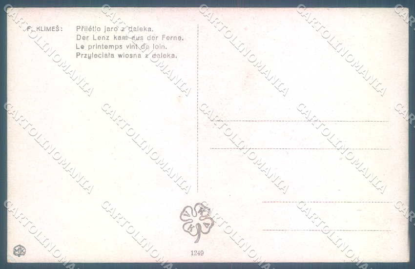 Artist Signed F. Klimes Lady Flower Spring Time serie 1249 postcard TW2527 – retro