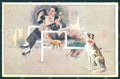 Artist Signed G. Crotta Lady Romantic Couple Borzoi Dog serie 3029 pc TW2529 – fronte
