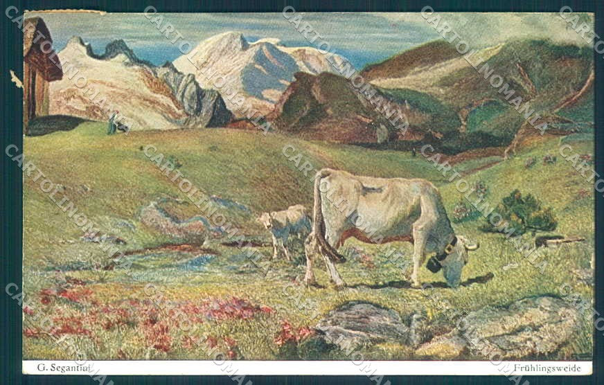 Artist Signed Segantini Cow Mountain Landscape Bruckmanns 29 postcard TW2534 – fronte