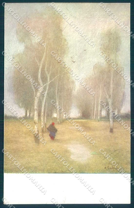 Artist Signed Kaufman Autumn Landscape Man MM Vienne 326 postcard TW2563 – fronte