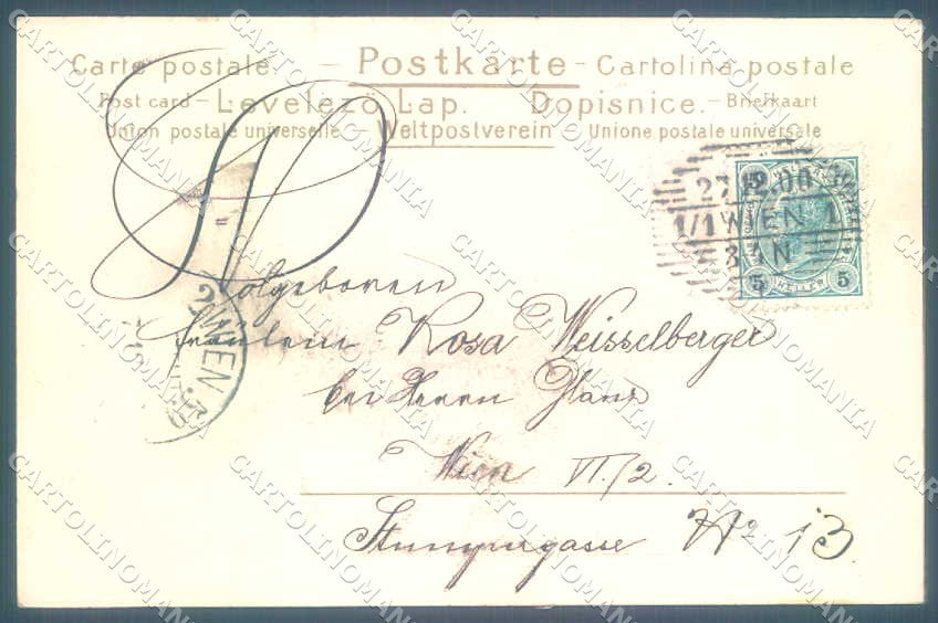 Artist Signed Kratki New Year Pierrot Pig serie 206 cartolina postcard TW2566 – retro