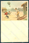 Artist Signed Witch Lady Man Black Cat Hot Air Balloon Comic postcard TW2568 – fronte