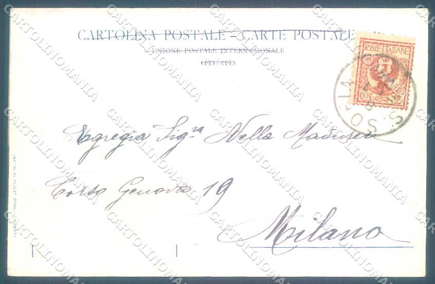 Artist Signed Lady Romantic Couple Art Nouveau Flower cartolina postcard TW2569 – retro