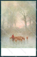 Artist Signed Kaufman Man Sheep Landscape MM Vienne 326 postcard TW2571 – fronte
