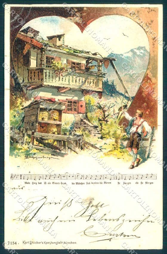 Artist Signed Tuggenberger Mountain Landscape Music Sheet serie 7154 pc TW2578 – fronte