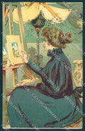 Artist Signed Fashion Lady Painting cartolina postcard TW2581 – fronte
