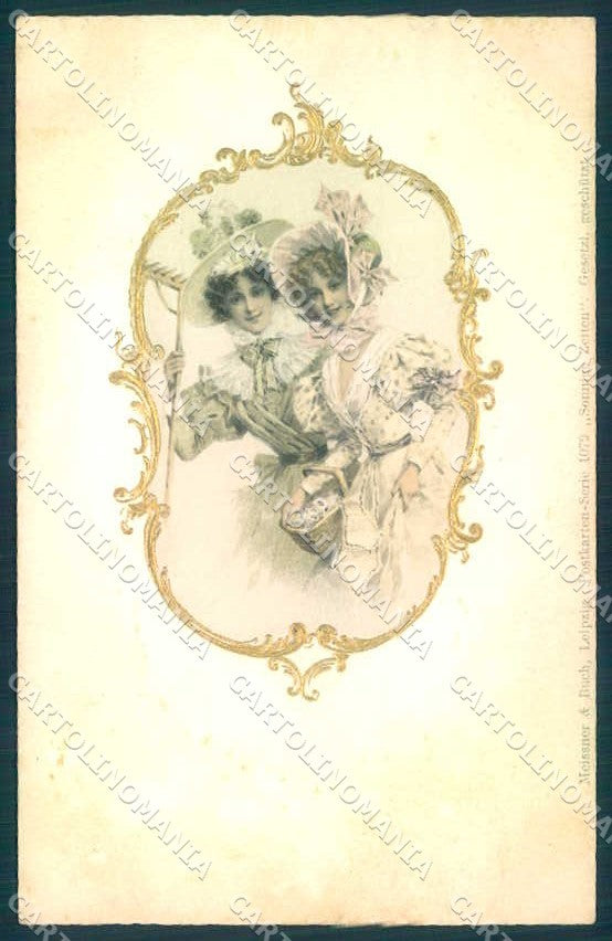 Artist Signed Fashion Lady Relief Meissner & Buch 1079 cartolina postcard TW2585 – fronte
