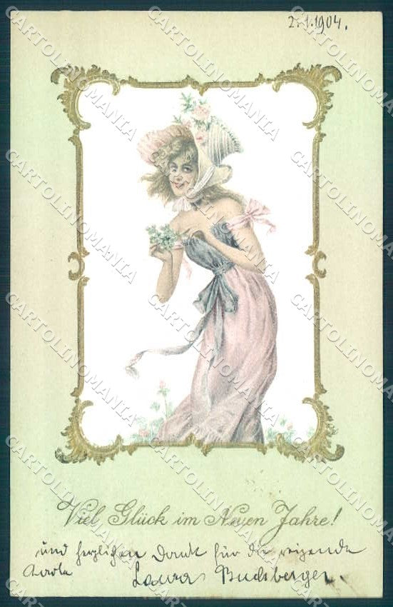 Artist Signed Fashion Lady Relief cartolina postcard TW2587 – fronte