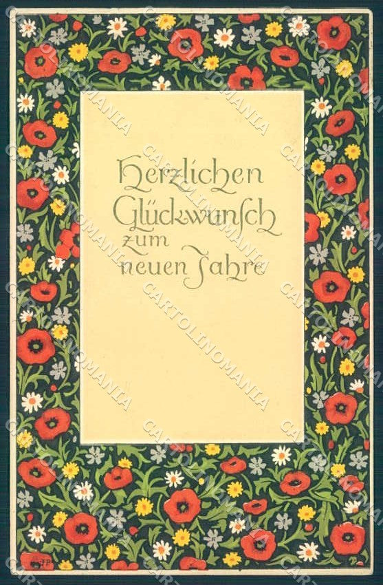 Artist Signed Baumgarten New Year Art Nouveau Meissner & Buch 1955 pc TW2592 – fronte
