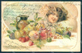 Artist Signed Lady Art Nouveau Fruit cartolina postcard TW2596 – fronte