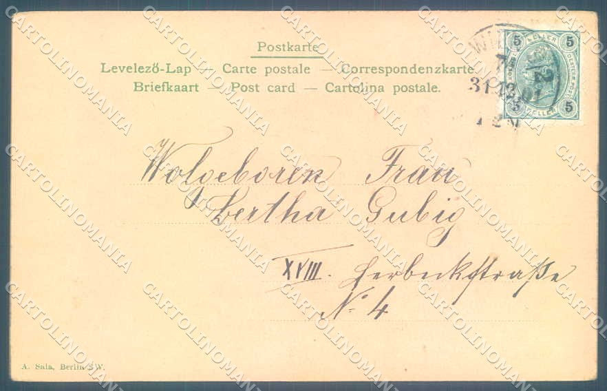 Artist Signed Lady Pierrot Art Nouveau Violin Flower Music Sheet postcard TW2611 – retro