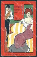 Artist Signed Joseph Sattler Fashion Lady Man Philipp & Kramer 6 postcard TW2616 – fronte