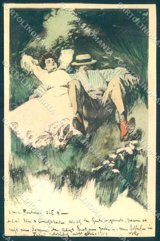 Artist Signed Reznicek Lady Romantic Couple Simplicissimus II-8 postcard TW2637 – fronte