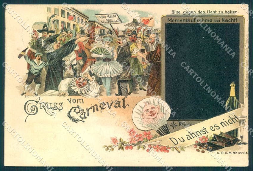 Artist Signed Gruss Carneval Blackboard Holt to Light Kissing Couple pc TW2644 – fronte