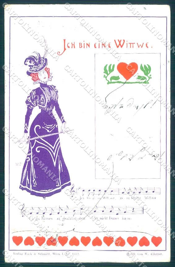Artist Signed L.F. Fashion Lady Music Sheet serie 1012 cartolina postcard TW2648 – fronte