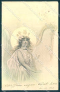 Artist Signed Angel Lady Christmas Playing Harp TEAR cartolina postcard TW2657 – fronte