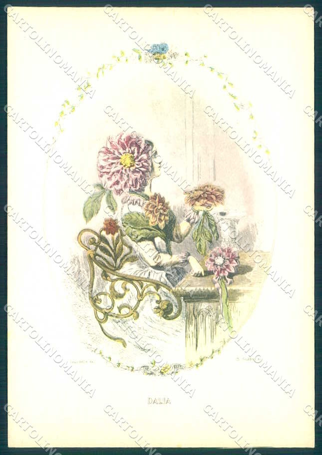 Artist Signed Geoffroy Ch. Humanized Flower Dalia FG cartolina postcard TW2675 – fronte