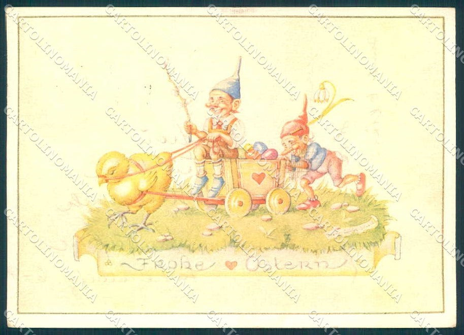 Artist Signed Florry L. Easter Egg Gnome Chick serie 906-2 FG postcard TW2679 – fronte