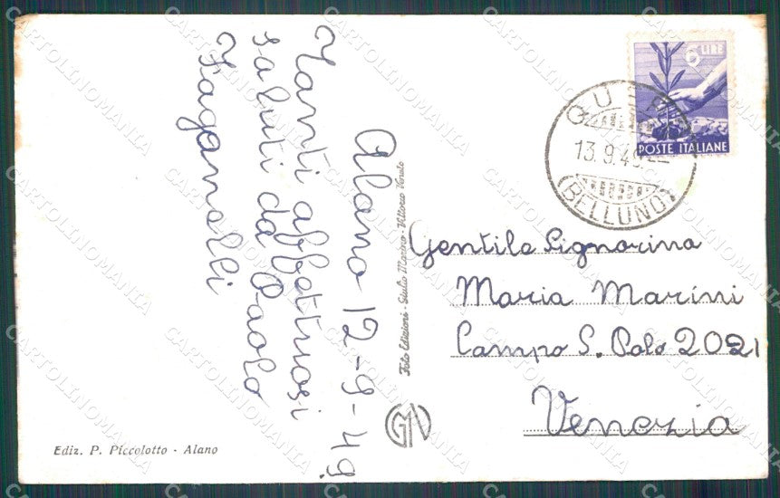 Belluno Alano di Piave cartolina VK0049 – retro