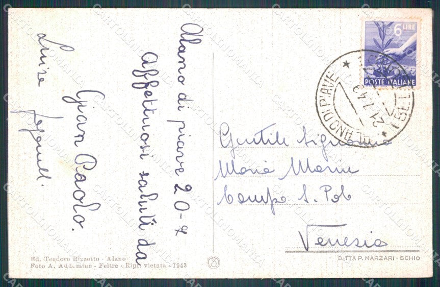 Belluno Alano di Piave cartolina VK0052 – retro