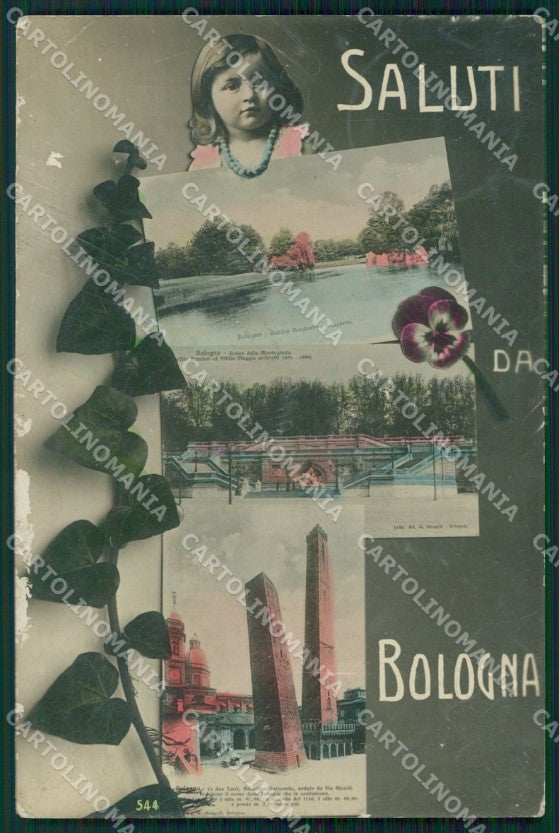Bologna Città Saluti da ABRASA PIEGA Foto cartolina VK0140 – fronte