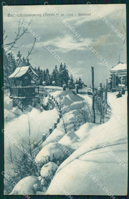 Verona Bosco Chiesanuova Nevicata PIEGA cartolina VK0156 – fronte