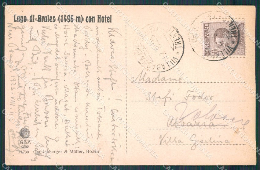 Bolzano Braies Lago di cartolina VK0168 – retro