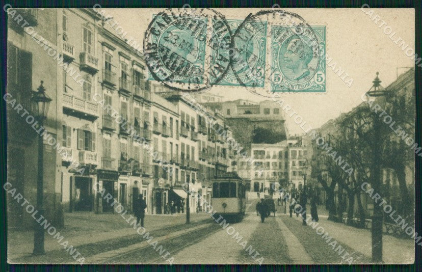 Cagliari Città Tram PIEGA RIFILATA cartolina VK0282 – fronte