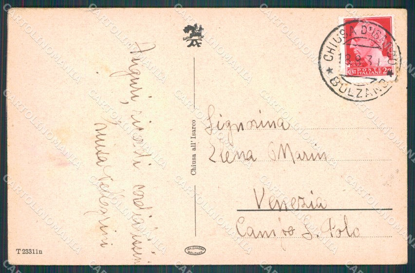 Bolzano Chiusa d'Isarco PIEGHINA cartolina VK0432 – retro