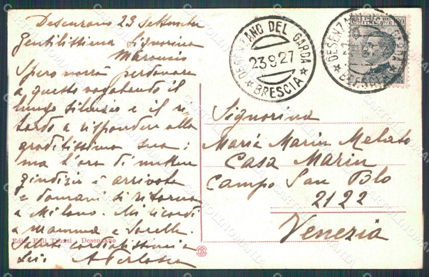 Brescia Desenzano Lago di Garda Barche RIFILATA cartolina VK0507 – retro