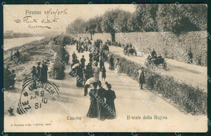 Firenze Città Cascine Viale della Regina PIEGHINA cartolina VK0562 – fronte