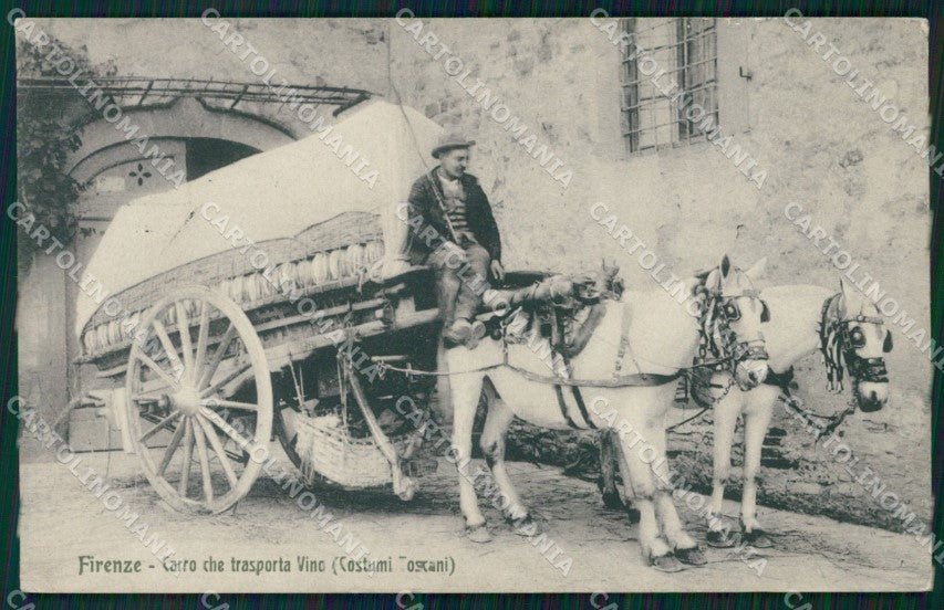 Firenze Città Costumi Trasporto Vino cartolina VK0565 – fronte