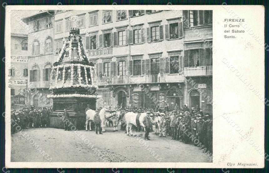 Firenze Città Carro Sabato Santo PIEGHINA cartolina VK0566 – fronte