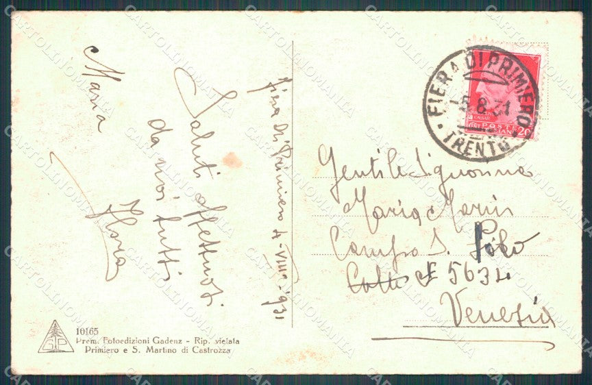 Trento Fiera di Primiero cartolina VK0569 – retro