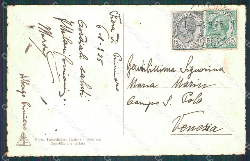 Trento Primiero cartolina VK0589 – retro