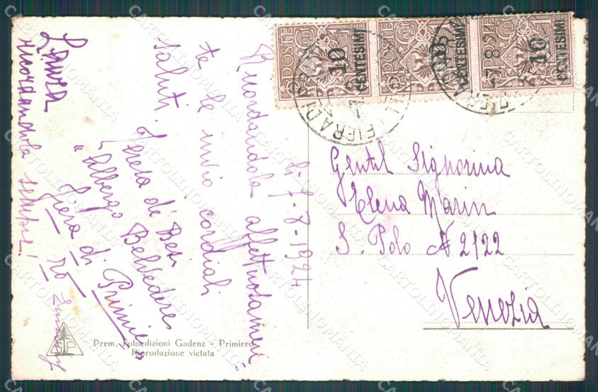 Trento Fiera di Primiero Sass Maor cartolina VK0590 – retro