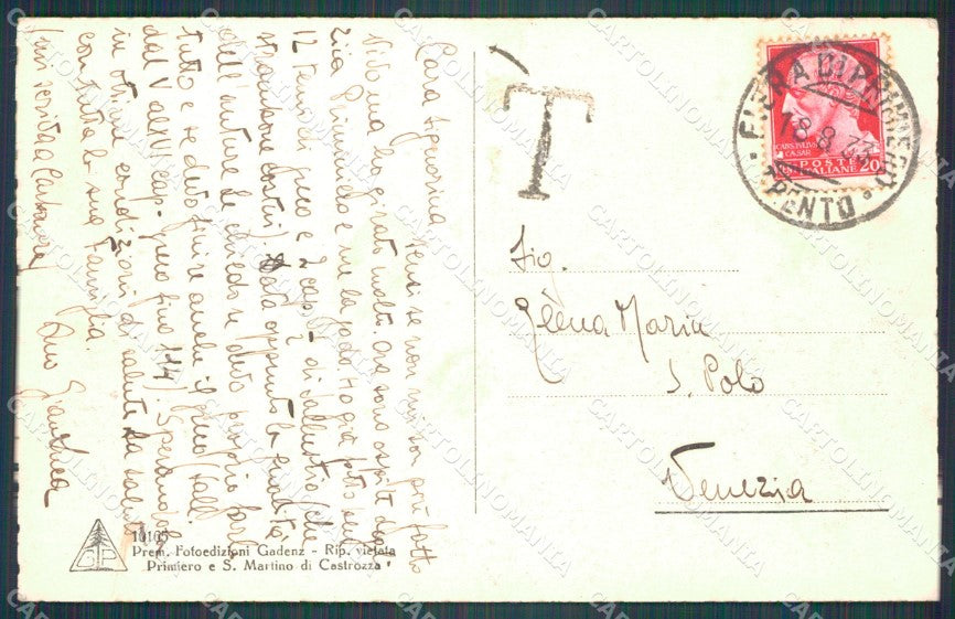 Trento Fiera di Primiero Sass Maor cartolina VK0592 – retro
