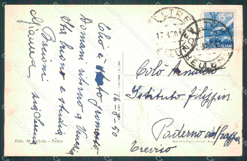 Belluno Feltre Auto Farmacia cartolina VK0604 – retro