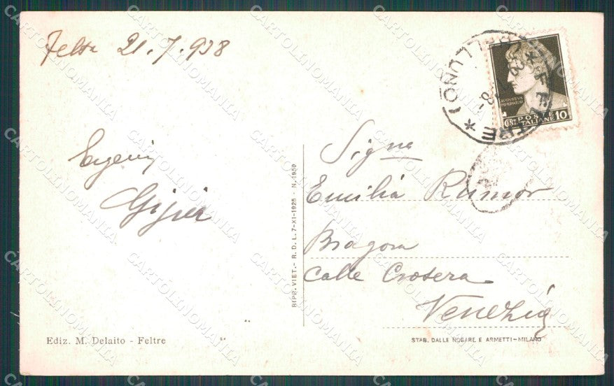 Belluno Feltre cartolina VK0607 – retro