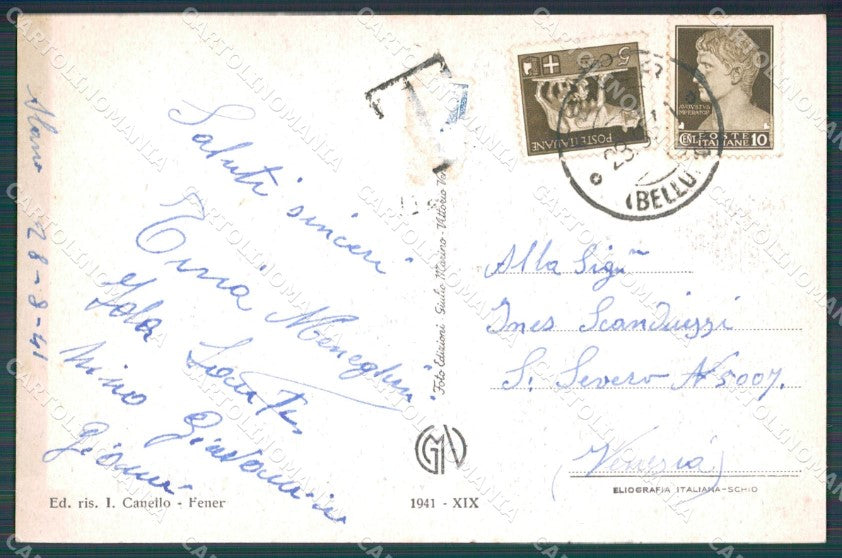 Belluno Alano di Piave Fener Segusino e Cesen cartolina VK0638 – retro