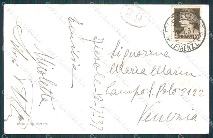 Firenze Fiesole Palazzo Pretorio PIEGA cartolina VK0651 – retro