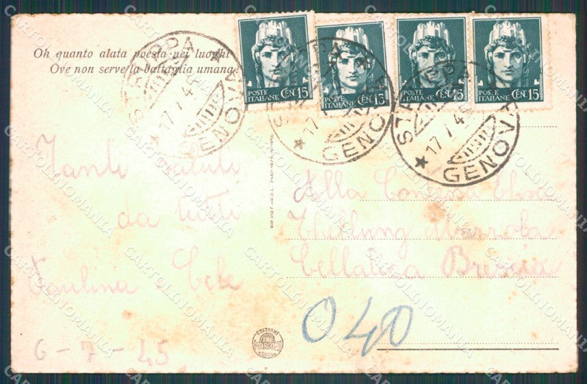 Genova Fontanegli cartolina VK0662 – retro