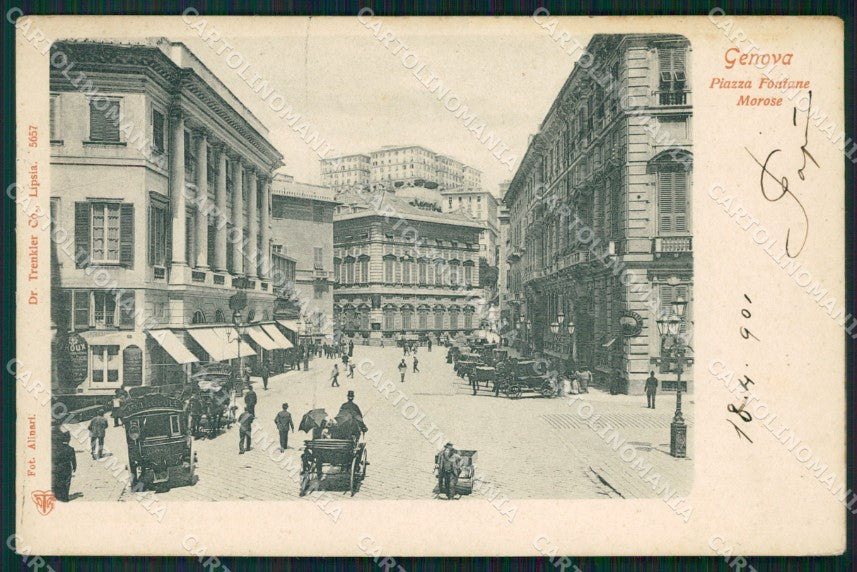 Genova Città Piazza Fontane Morose Carrozze cartolina VK0673 – fronte