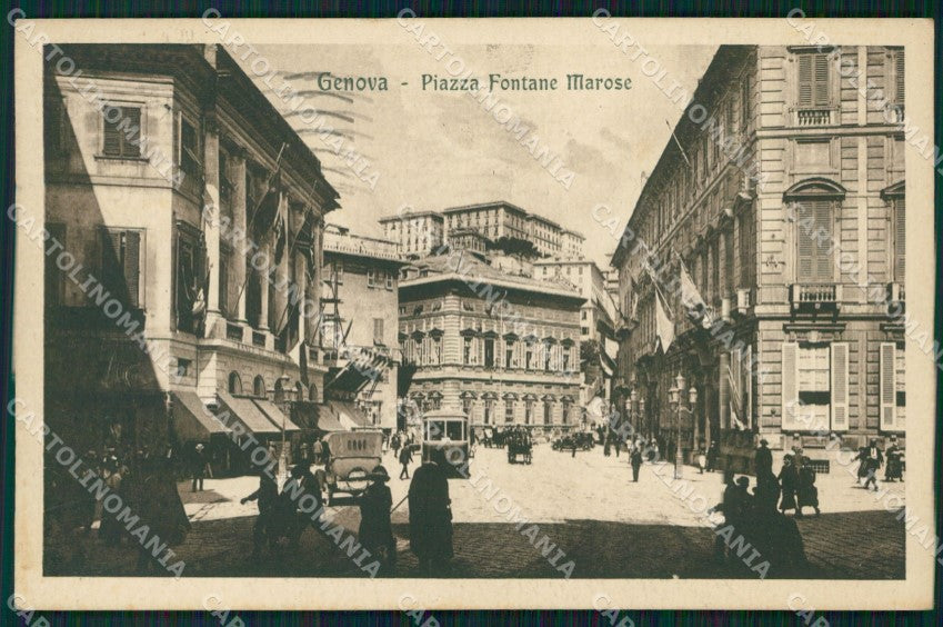 Genova Città Piazza Fontane Morose Tram cartolina VK0674 – fronte